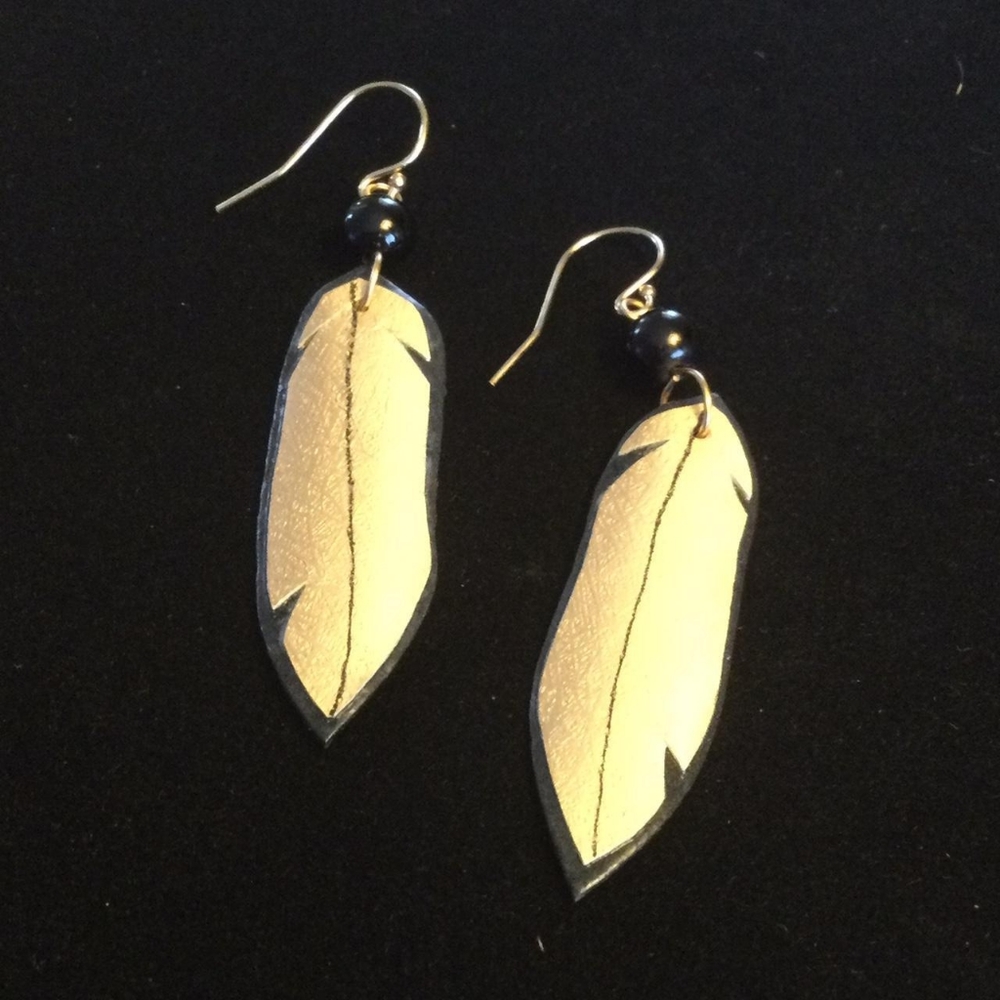 Hand painted leaf earrings